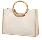 Jute Shopping Bag With Bamboo Handles