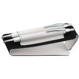 White metal pen and pencil set in a PU case.