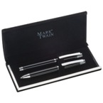 \"Montgomery\" ball pen and roller ball pen set in a pen box with
