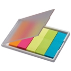 Sticky notes/markers in five colours with plastic casing.