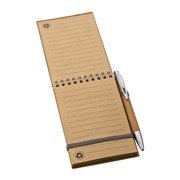 Trendy and eco-friendly pocket book and bamboo pen.