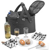 Picnic cooler with table- and drinkware for 2.