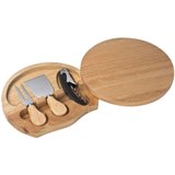 Rubber wood cheese set - cutting board and integrated knives.