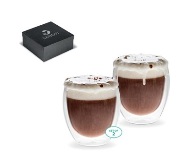 Crema Coffee Set - borosilicate glass 2 x double wall co  ee mug