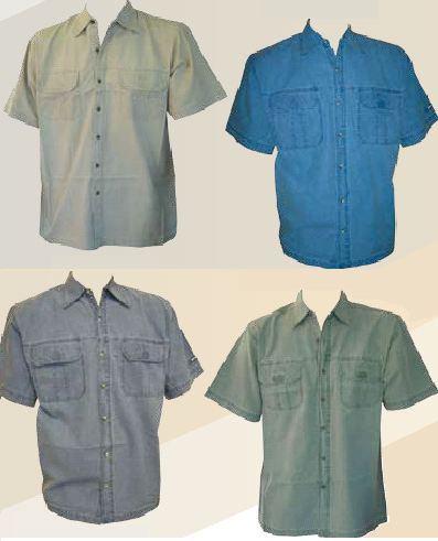 Plain Pigment dyed short sleeve shirt - CHARCOAL