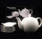 Eetrite White Teapot with 6 Teabag Holders  - 14cm