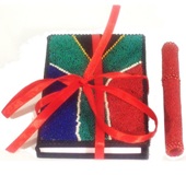 SA Beaded Notebook and pen set - 13cm