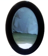 Black Lacquer Oval Wall Mirror with bevel