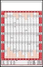 Single Sheet Wall Planner - Yearly - Red + Black