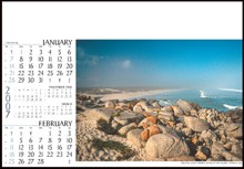 Page layout showing date pad and Skeleton Coast, Namibia on promotional calendar