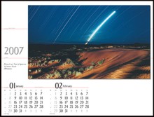 Calendar page layout showing date pads and  Kalahari Desert, Botswana 