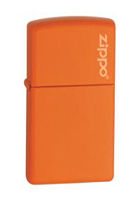 Zippo Lighter - Slim Orange Matte w/Zippo Logo, each