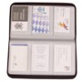 Deluxe real leather name card holder for 72 cards in tan and bla