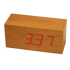 Innovative wooden desk clock, with fascinating red display showi