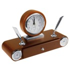 Elegant wooden desk set with drawer, 2 penholders, clock therome