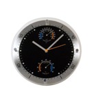 Modern, luxurios wall clock and weather station in metal and gla