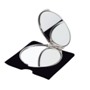 Metallic dual mirror set with standard and magnifying mirror