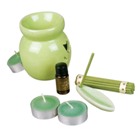 Ceramic Aroma Set with 3 candles, ceramic holder for incence sti