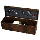 Treasure Chest. Wooden 4 piece wine set for singe bottle of wi Treasure Chest. Wooden 4 piece wine set for singe bottle of wi