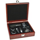 Champagne box with bottle opener and cap, corkscrew and other ac