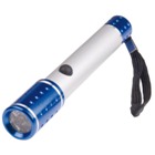 Metal torch in silver with colour trim, 3 LED lamps and loop. Av