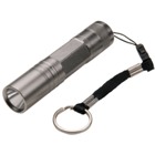 Silver metal LED torch with stylish key chain loop and gift box