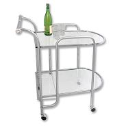 2 TIER CHROME + GLS BEVERAGE/SNACK TROLLEY (85*81*55CM)