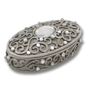 DIAMANTE TRINKET BOX  ROUND