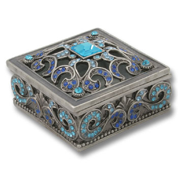 BLUE TRINKET BOX  SQUARE