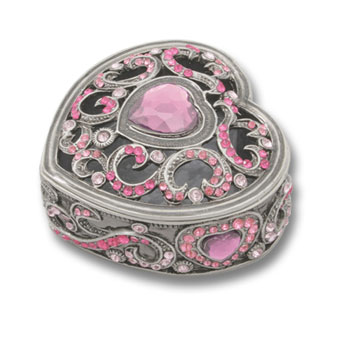 PINK TRINKET BOX  HEART SHAPE