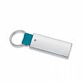 Key holder with rectangular shiny chrome plate and coloured velv