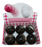 XL Glitter Bouncing Balls - Black - Min Order: 6 XL Glitter Bouncing Balls - Black - Min Order: 6