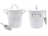 Ice Cooler with Tin Scoop - White - Min Order: 2