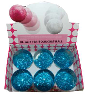 XL Glitter Bouncing Balls - Blue - Min Order: 6 XL Glitter Bouncing Balls - Blue - Min Order: 6