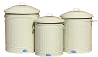 Set 3 Retro Garbage Can - Ivory White