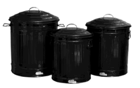 Set 3 Retro Garbage Can - Black