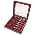 Kansas 6 Piece Fork And Steak Knife Set - Brown