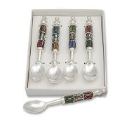 4 pc slv  gem  spoon set in pres box