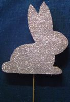 Chocolate bunny - poly - 15cm - glitter - on sti