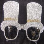 Crazy Glasses - glitter - Silver top hats