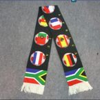 Scarf - woven - blk - assorted country+RSA flag