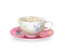 Portmeiron - Dawn Chorus Tea Cup/Saucer Pnk - Min Orders Apply