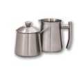 MATT STAINLESS STEEL SUGAR BOWL, SPOON AND MILK JUG SET