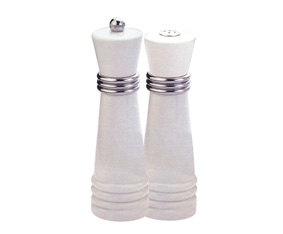 WHITE ACRYLIC SALT SHAKER & PEPPER MILL