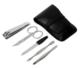 SS 5PC MANICURE SET IN BLACK PU CASE