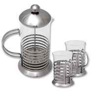 MSS + GLS COFFEE PLUNGER (600ml) + 2 GLS COFFEE MUGS (220ml) IN