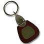 MATT NICKEL AND BROWN LEATHER KEYRING