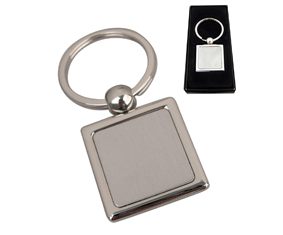 TWO TONE SILVER KEYRING-SQUARE
