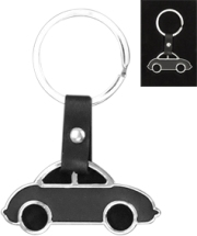 Silver Car Shape Keyring With Black Pu In Presentation Box (