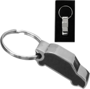 Silver 3D Car Shape Keyring With Black Pu In Presentation Bo